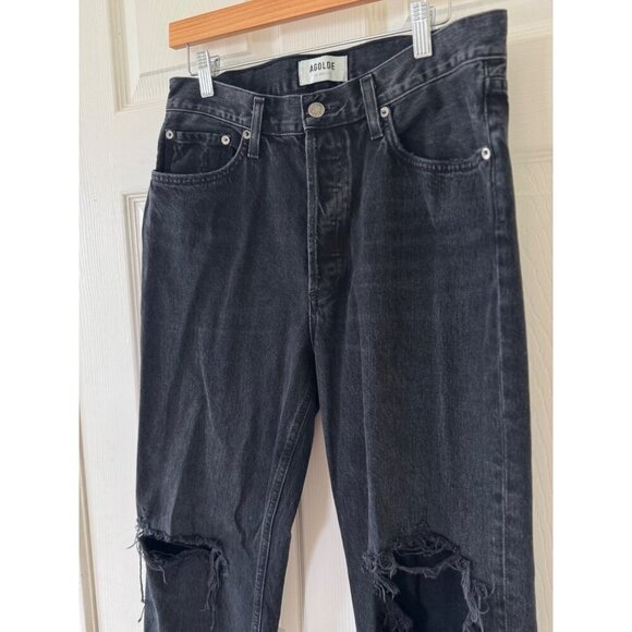 AGOLDE Lana Mid Rise Straight Leg Jeans Black Denim Womens Size 29 - Picture 5 of 16